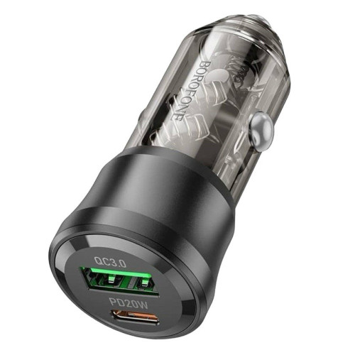 Автомобільний зарядний пристрій Borofone BZ25 USB-A QC3.0, USB-C PD, 38W black Автомобільний зарядний пристрій Borofone BZ25 USB-A QC3.0, USB-C PD, 38W black