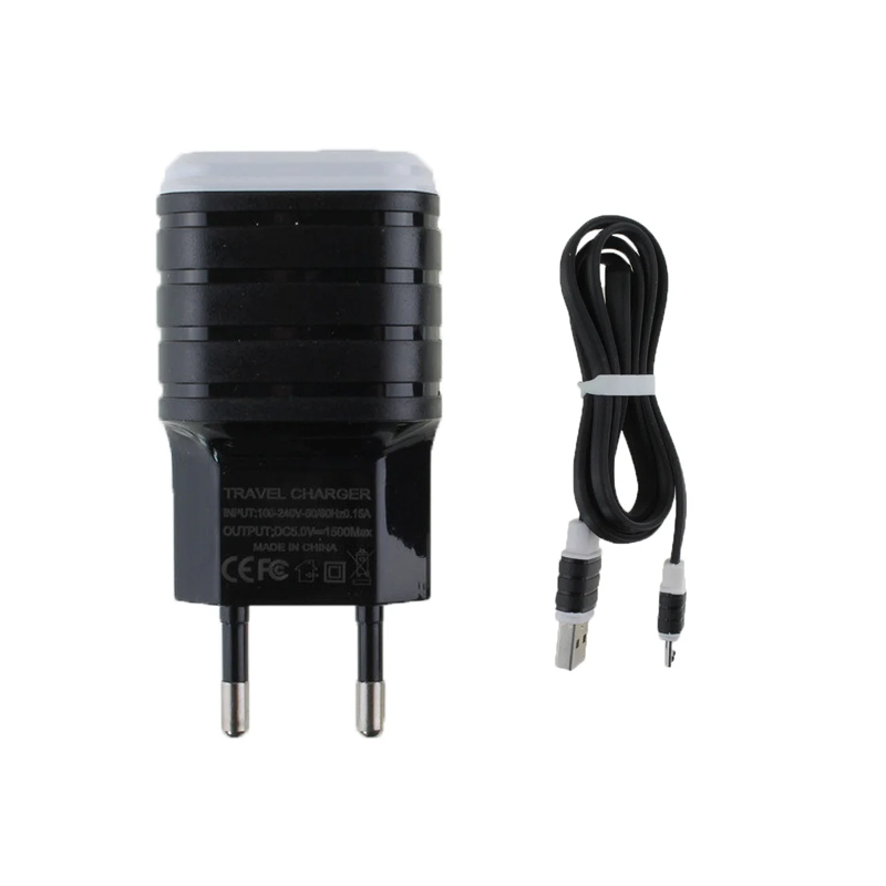 Зарядний пристрій з кабелем microUSB Charger 1 USB 1000 mA black