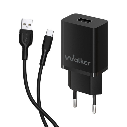 Зарядний пристрій з кабелем Type-C Walker WH-26 USB-A, 2.1A black
