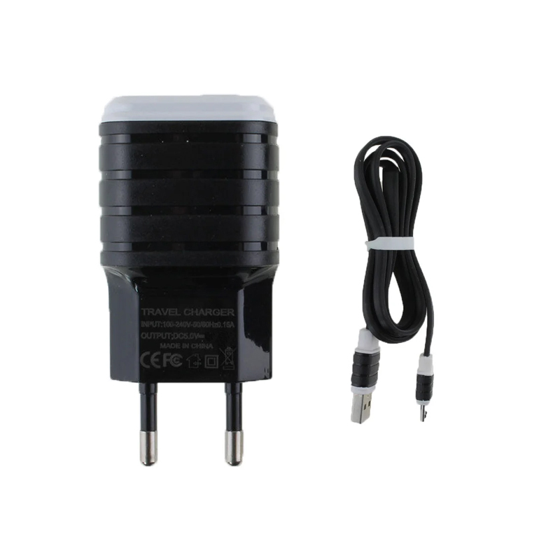 Зарядний пристрій з кабелем microUSB Charger 2 USB 2000 mA black