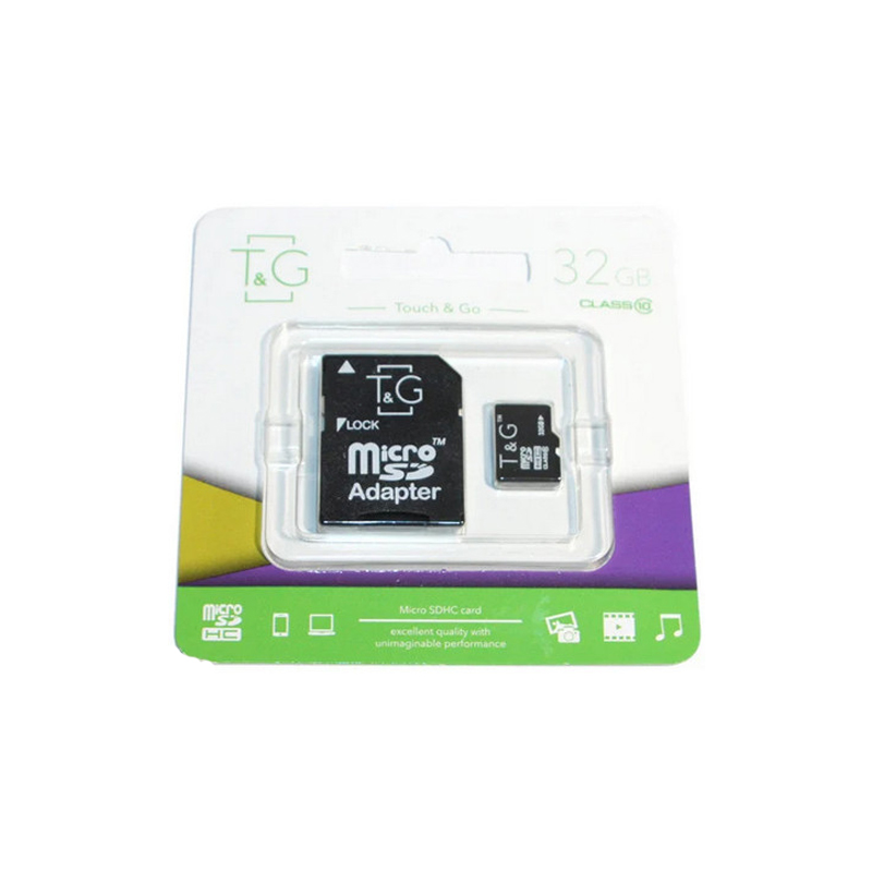 Карта пам'яті microSD 32 Гб T&G з адаптером class 10