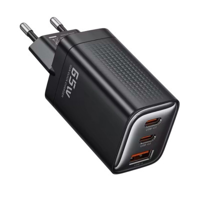 Зарядний пристрій Toocki USB-A, 2USB-C 65W GAN black Зарядний пристрій Toocki USB-A, 2USB-C 65W GAN black