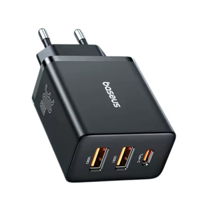 Зарядний пристрій Baseus 2 USB-A, USB-C 30W black CCXFK30UE Зарядний пристрій Baseus 2 USB-A, USB-C 30W black CCXFK30UE