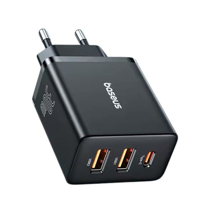 Зарядний пристрій Baseus 2 USB-A, USB-C 30W black CCXFK30UE