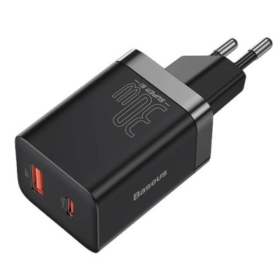 Зарядний пристрій Baseus USB-A, USB-C 30W black CCSUPP-E01 Зарядний пристрій Baseus USB-A, USB-C 30W black CCSUPP-E01
