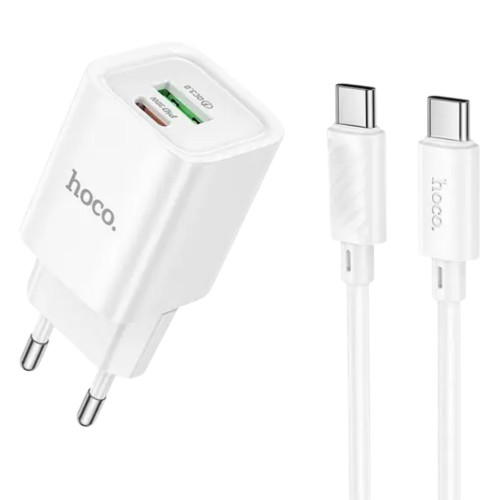 Зарядний пристрій з кабелем Type-C to Type-C Hoco C149A USB-C, USB-A, PD 30W, QC 3.0 white Зарядний пристрій з кабелем Type-C to Type-C Hoco C149A USB-C, USB-A, PD 30W, QC 3.0 white