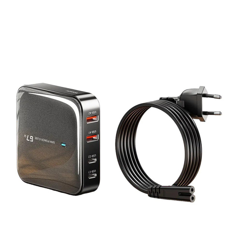 Зарядний пристрій Toocki GaN, 2 USB-C, 2 USB-A 67W (TCT67-JY01) black