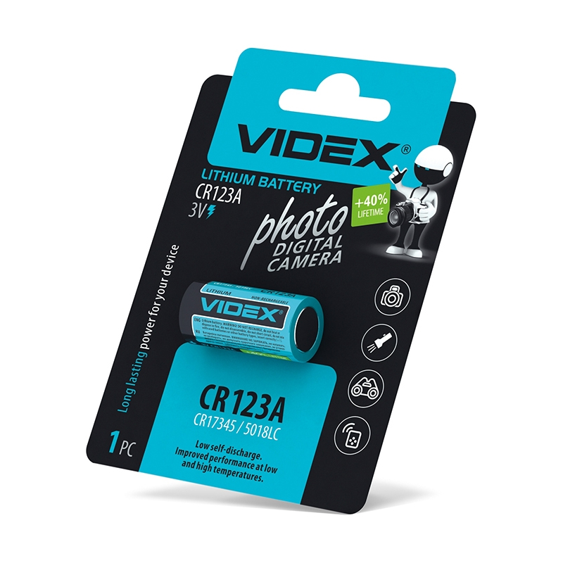 Батарейка Videx CR123A Lithium 3V 1шт