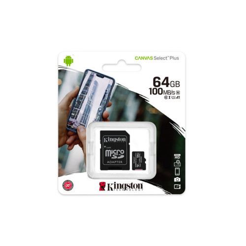 Карта пам'яті MicroSDXC 64GB UHS-I Class 10 Kingston Canvas Select Plus R100MB/s  SD-адаптер