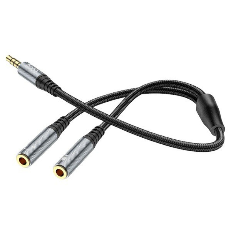 Аудіо-кабель разгалужувач Нoco UPA21 2-in-1 3.5 audio adapter cable, male to 2 female, 0.25m gray