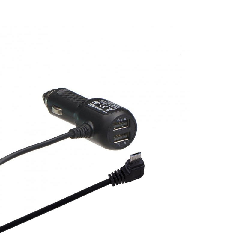 Автомобільний зарядний пристрій microUSB 3.5 метра 2 USB 3400 mA black