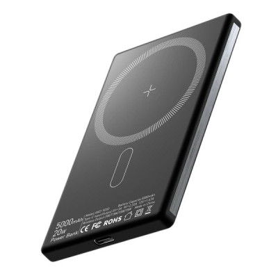 Зовнішній акумулятор Essager AKD-Y052 5000 mAh PD 20W black magnetic wireless charger Зовнішній акумулятор Essager AKD-Y052 5000 mAh PD 20W black magnetic wireless charger