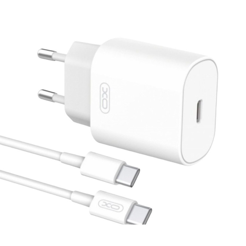 Зарядний пристрій з кабелем Type-C to Type-C XO L91EU USB-C, 25W white