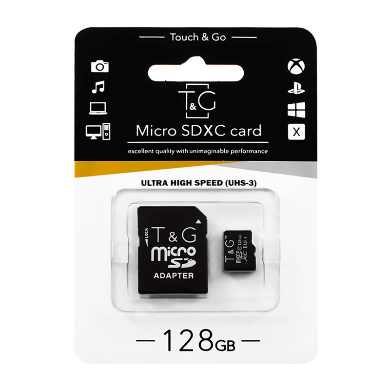 Карта пам'яті microSD 128 Гб T&G з адаптером class 10