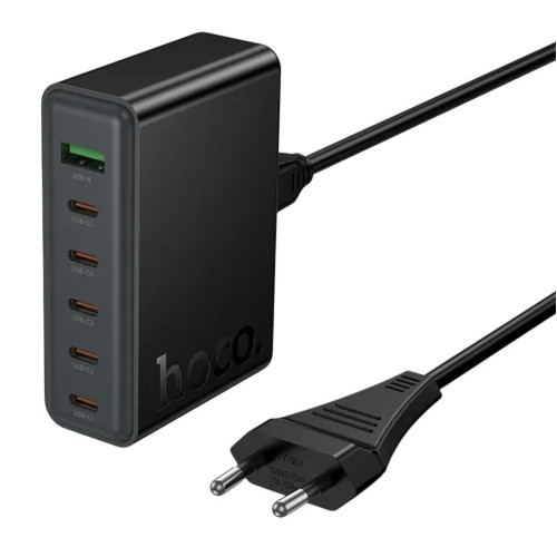 Зарядний пристрій Hoco C152A, 5USB-C, USB-A 70W GaN black