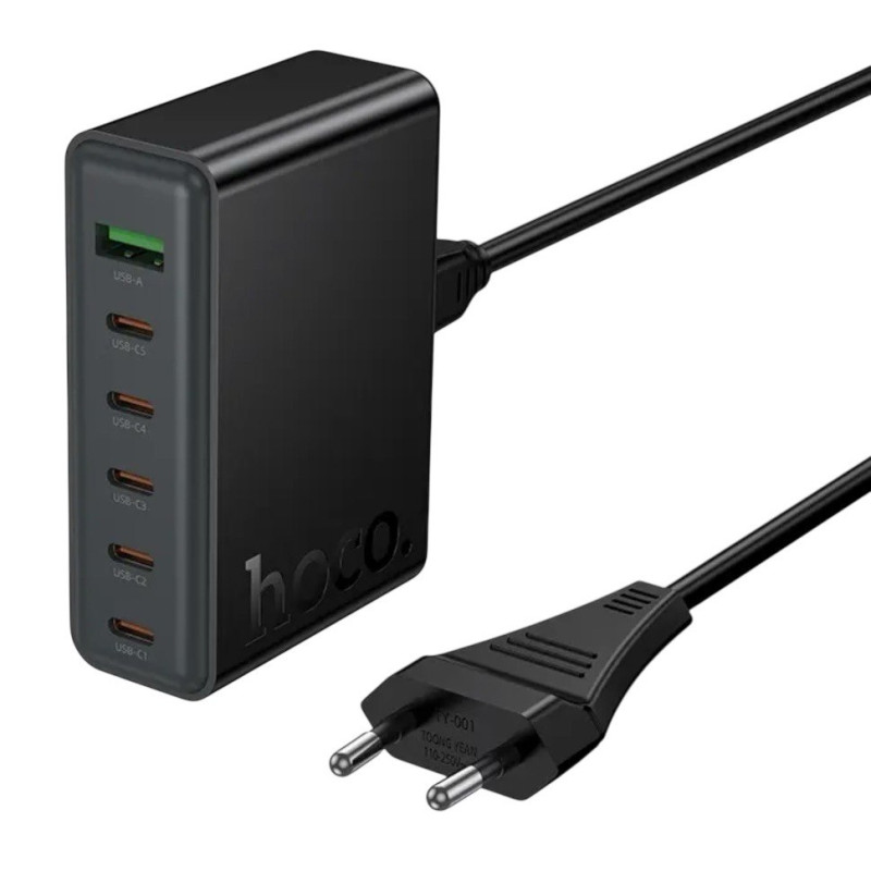 Зарядний пристрій Hoco C152A, 5USB-C, USB-A 70W GaN black