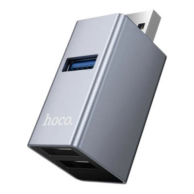 USB-hub USB-A to 3 USB-A ports Hoco HB54 metal gray