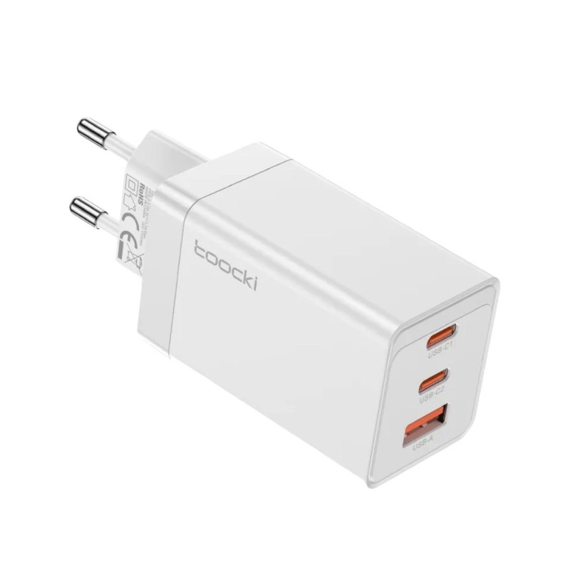 Зарядний пристрій Toocki GaN, 2 USB-C, USB-A 67W (P067AK11A2CO) white