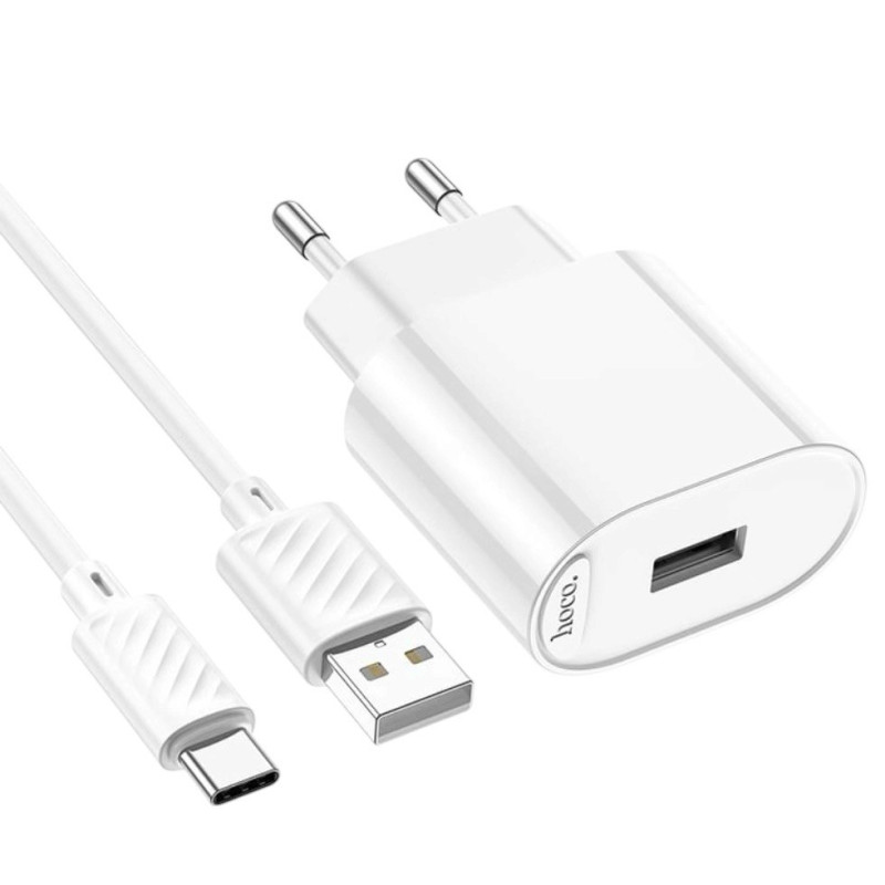 Зарядний пристрій з кабелем Type-C Hoco C109A USB-A, 10.5W white Зарядний пристрій з кабелем Type-C Hoco C109A USB-A, 10.5W white
