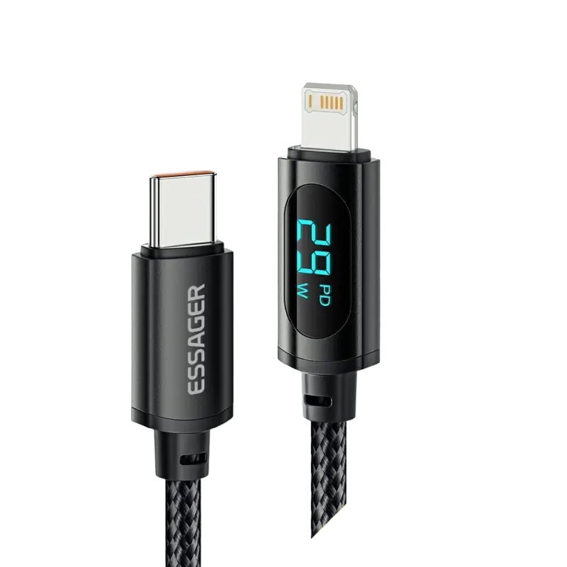 USB кабель Essager Type-C на Lightning PD LED 29W black