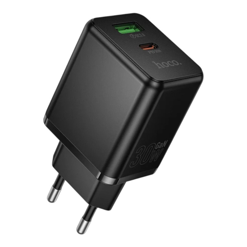 Зарядний пристрій Hoco C157A USB-A, USB-C PD 30W black