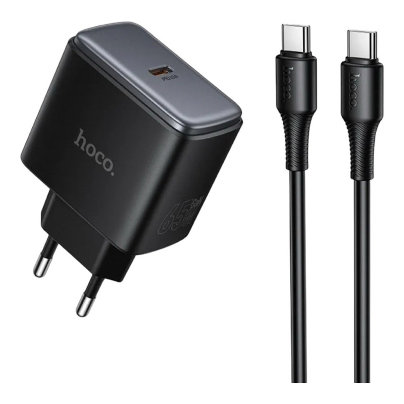 Зарядний пристрій з кабелем Type-C to Type-C Hoco C159A USB-C, PD 65W black