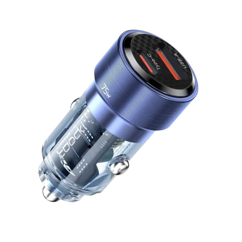 Автомобільний зарядний пристрій Toocki TQ-CC09 75W, USB-C 45W, USB-A 30W blue