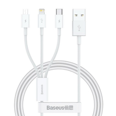 USB кабель Baseus 3 в 1 microUSB, Lightning, Type-C P10320105221-00 white USB кабель Baseus 3 в 1 microUSB, Lightning, Type-C P10320105221-00 white