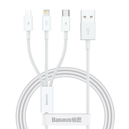 USB кабель Baseus 3 в 1 microUSB, Lightning, Type-C P10320105221-00 white USB кабель Baseus 3 в 1 microUSB, Lightning, Type-C P10320105221-00 white