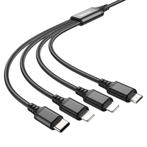 USB кабель Hoco X76 4 в 1 microUSB, Lightning, Lightning, Type-C black USB кабель Hoco X76 4 в 1 microUSB, Lightning, Lightning, Type-C black