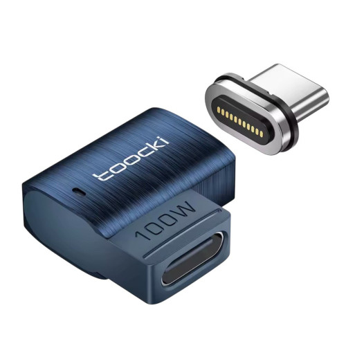 Перехідник Type-C Toocki магнітний кутовий 100W blue
