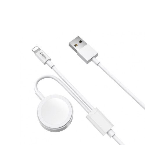USB кабель Hoco U69 Portable 2 в 1 Lightning, iWatch Wireless Charger white USB кабель Hoco U69 Portable 2 в 1 Lightning, iWatch Wireless Charger white