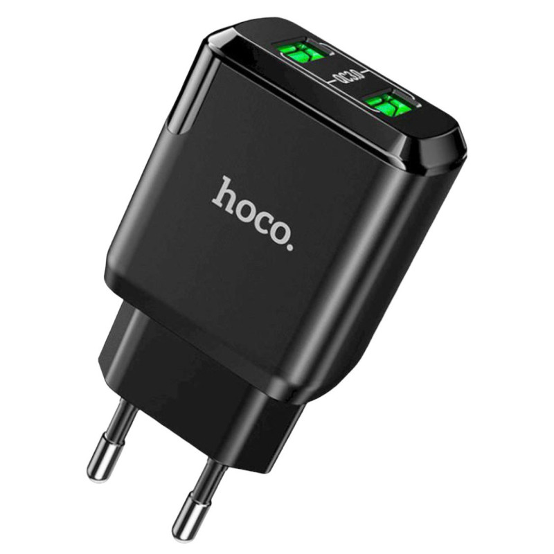 Зарядний пристрій Hoco N6 2 USB-A 3A, 18W, QC3.0 black