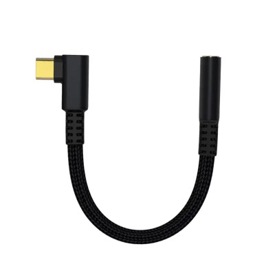 Перехідник на навушники з 3.5 на Type-C кутовий black