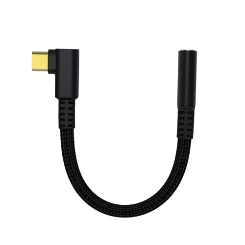 Перехідник на навушники з 3.5 на Type-C кутовий black