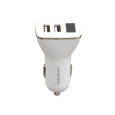 Автомобільний зарядний пристрій Borofone BZ9A 2 USB 2400 mA LCD white Автомобільний зарядний пристрій Borofone BZ9A 2 USB 2400 mA LCD white