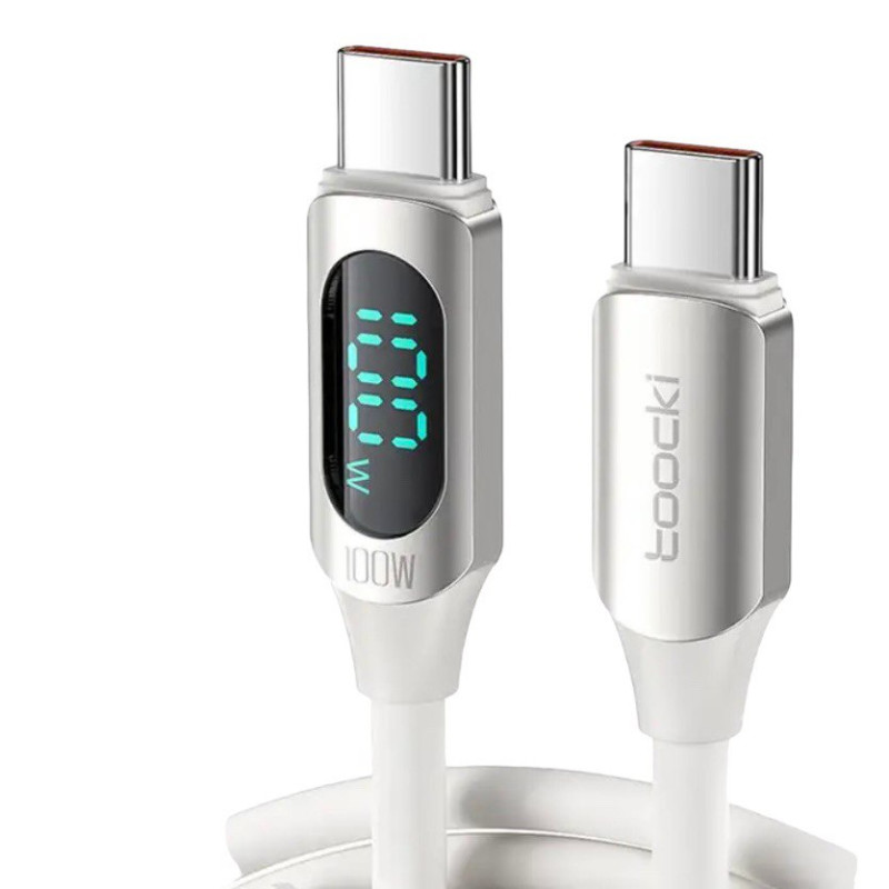 USB кабель Toocki Type-C to Type-C TQ-X55 silicone, LCD 100W white