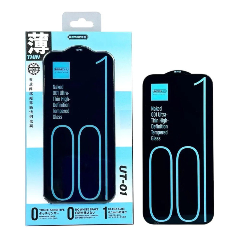Захисне скло Glass iPhone 15 Pro Remax UT-01 Naked 001 black Захисне скло Glass iPhone 15 Pro Remax UT-01 Naked 001 black