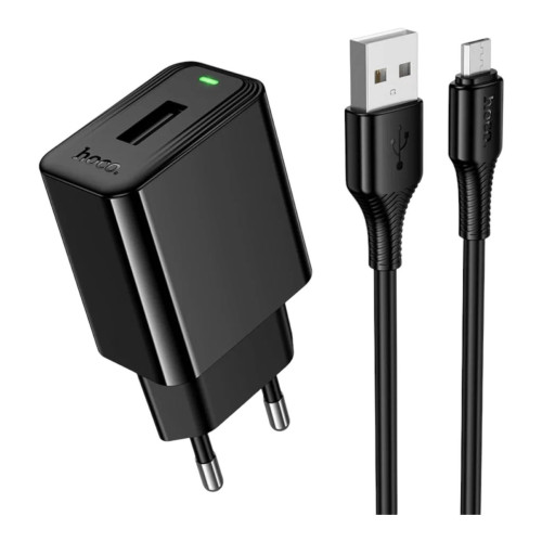 Зарядний пристрій з кабелем microUSB Hoco CS91A USB-A 2.1A black Зарядний пристрій з кабелем microUSB Hoco CS91A USB-A 2.1A black