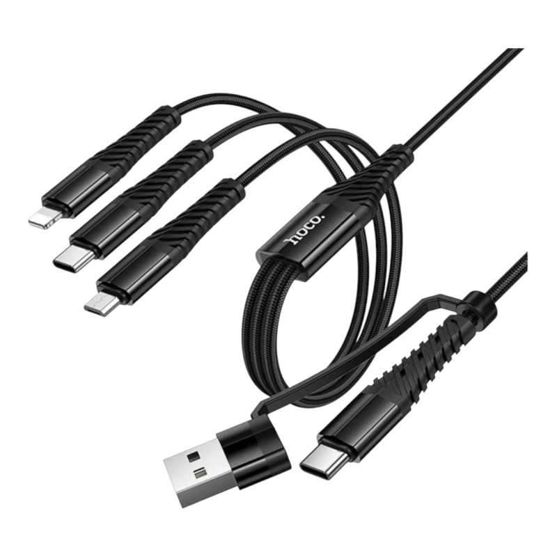 USB кабель Hoco X123 3 в 1 microUSB, Lightning, Type-C black USB кабель Hoco X123 3 в 1 microUSB, Lightning, Type-C black