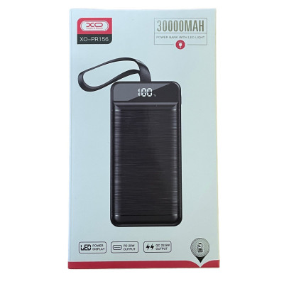 Зовнішній акумулятор XO PR156 30000 mAh QC 22.5W PD 20W black Зовнішній акумулятор XO PR156 30000 mAh QC 22.5W PD 20W black