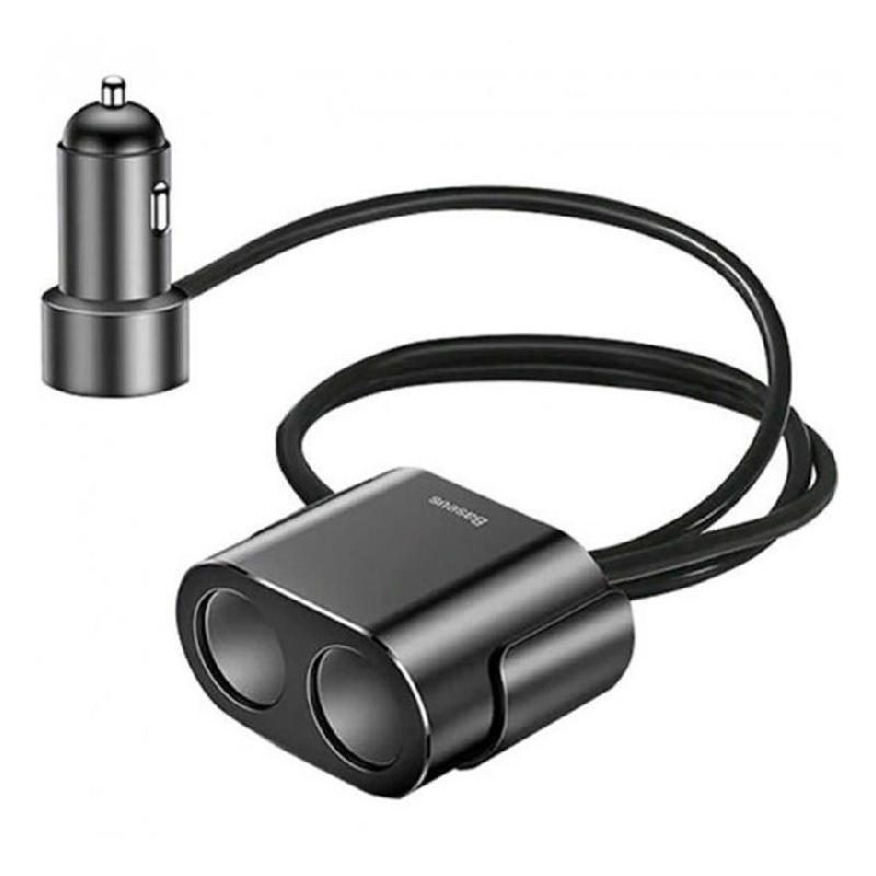 Автомобільний зарядний пристрій розгалужувач Baseus Cigarette Lighter 2 USB 3100 mA black (CRDYQ-01)
