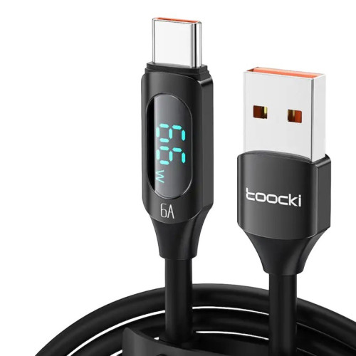 USB кабель Toocki Type-C TQ-X55 LCD, 66W silicone black USB кабель Toocki Type-C TQ-X55 LCD, 66W silicone black