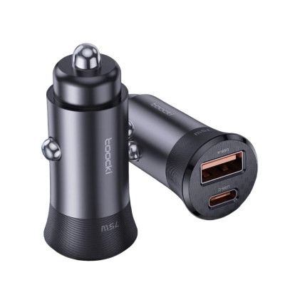 Автомобільний зарядний пристрій Toocki TQ-CC12 USB-A 30W, USB-C 45W, PPS, 75W max gray Автомобільний зарядний пристрій Toocki TQ-CC12 USB-A 30W, USB-C 45W, PPS, 75W max gray