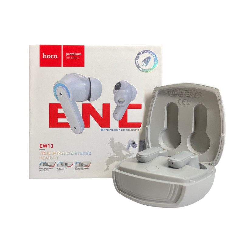 Навушники Bluetooth Hoco EW13 ENC gray