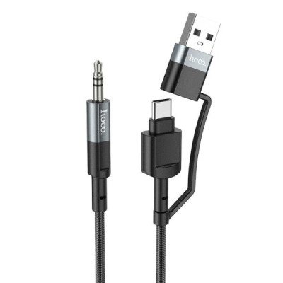 Перехідник Type-C, USB на AUX 3.5 мм Hoco UPA23 black