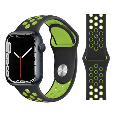 Ремінець для Apple Watch Nike 38, 40, 41 black-green Ремінець для Apple Watch Nike 38, 40, 41 black-green