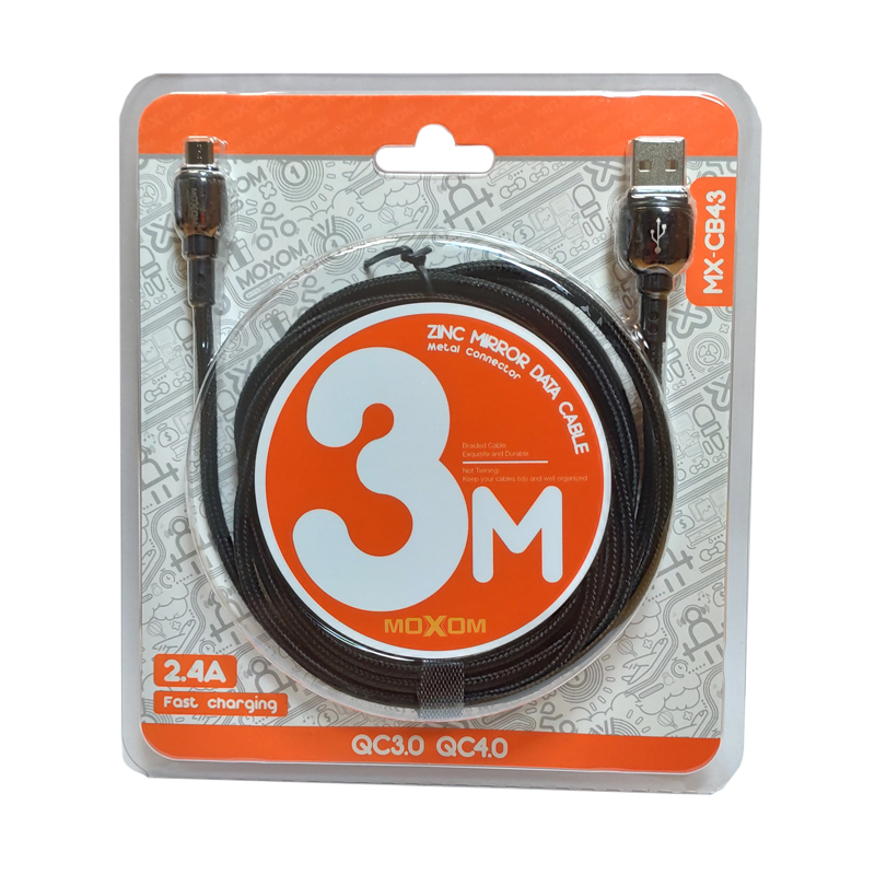 USB кабель Moxom MX-CB43 microUSB 3 метри black