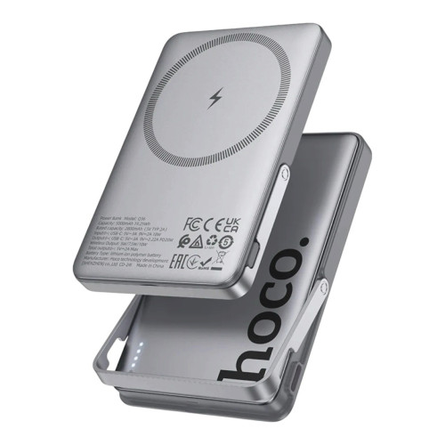 Зовнішній акумулятор Hoco Q36 20W MagSafe 5000 mAh metal grey