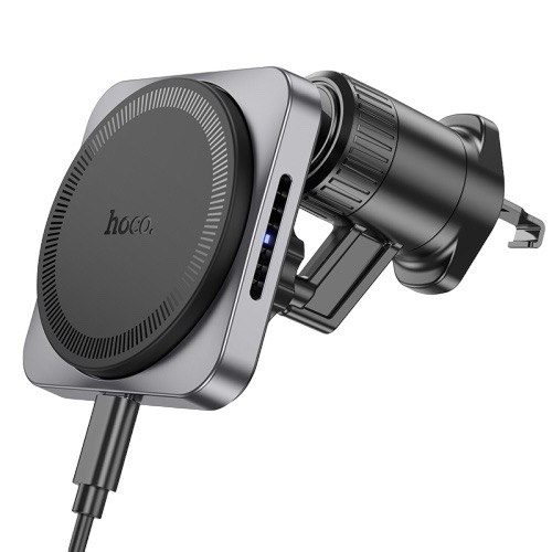 Автотримач Hoco HW15 wireless Car 15W в дефлектор metal gray Автотримач Hoco HW15 wireless Car 15W в дефлектор metal gray